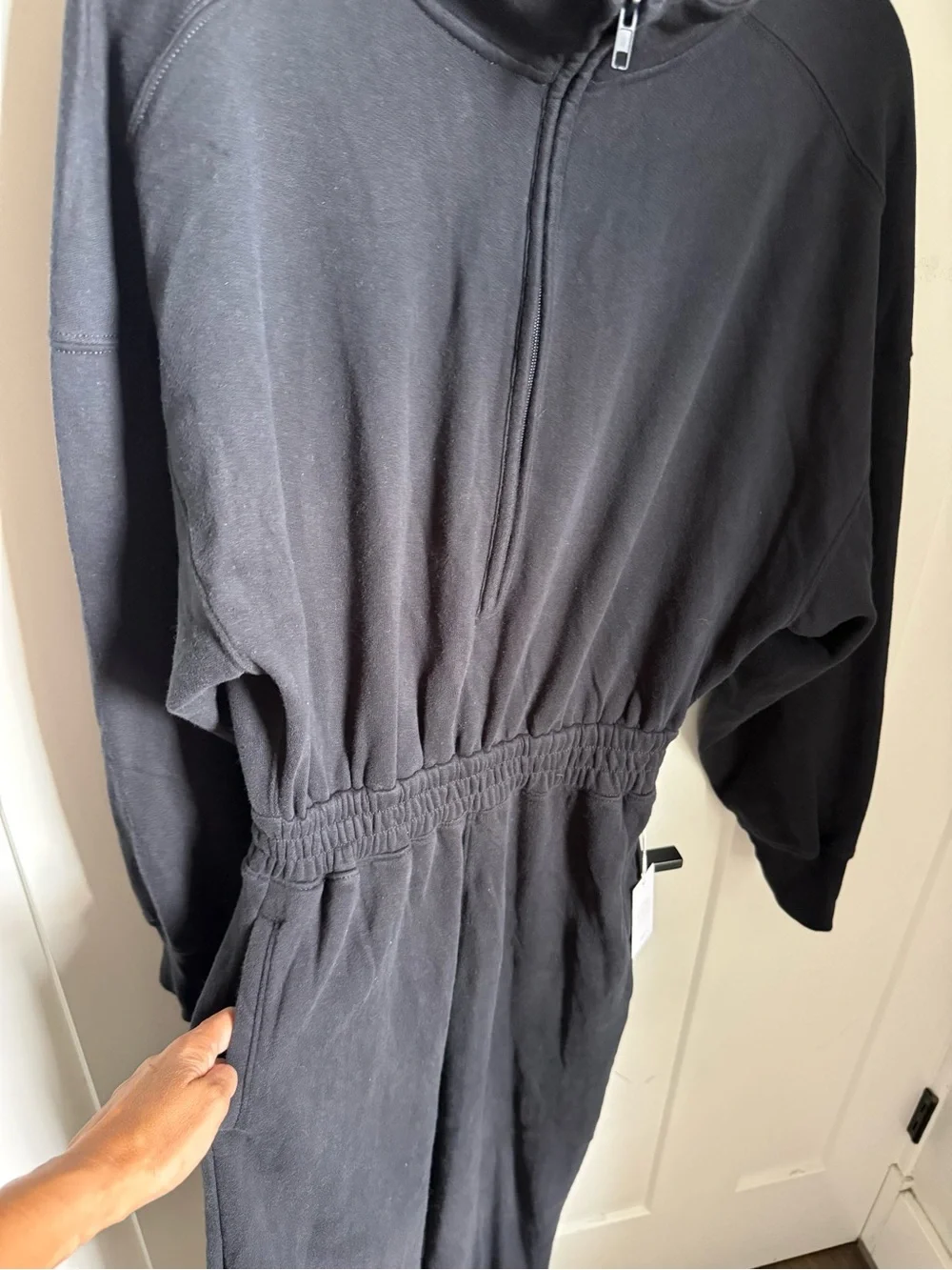 NWT Abercrombie & Fitch Black Zip-Front Lounge Jumpsuit size S.